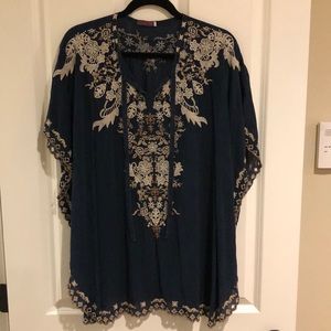 johnny was egypt embroidered eyelet poncho, xs